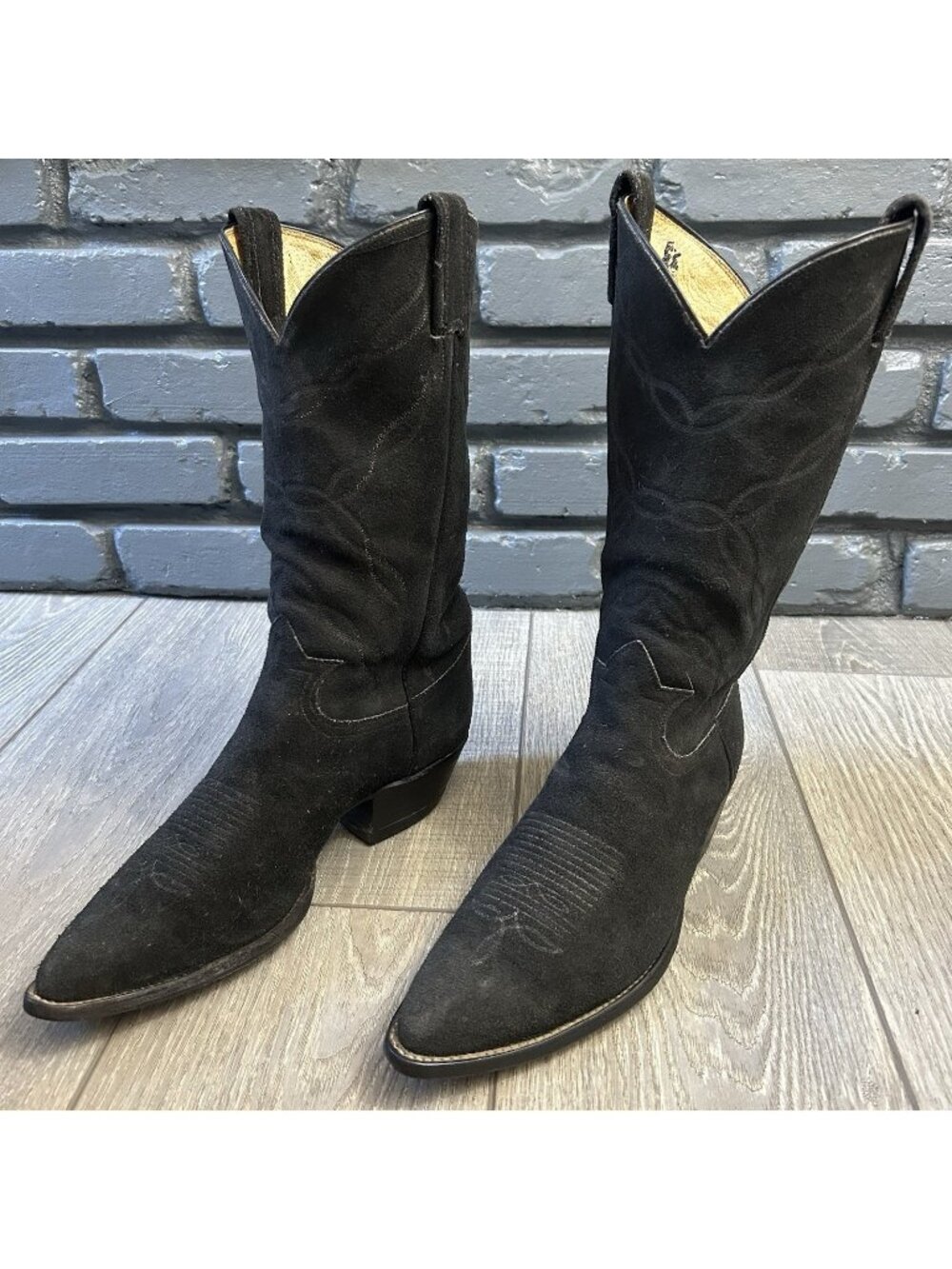 Tony Lama Vintage Gold Label Suede Cowboy Boots Mens 9.5 D